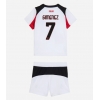 Camisa de Futebol AC Milan Santiago Gimenez #7 Equipamento Secundário Infantil 2025-26 Manga Curta (+ Calças curtas)